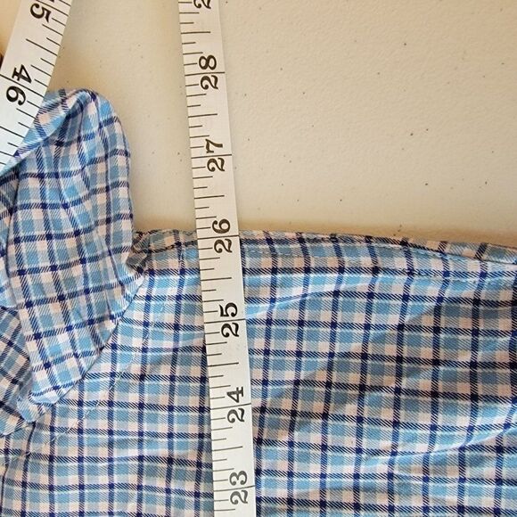 Peter Millar Mens Size XL Blue Checkered Cotton Blend Long Sleeve Button Down Sh - Picture 6 of 7
